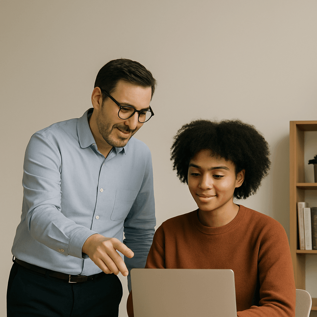 Mentor guiding mentee